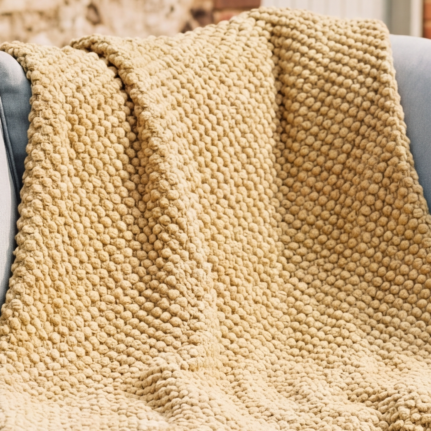 Knitted Throw - Warm Sand