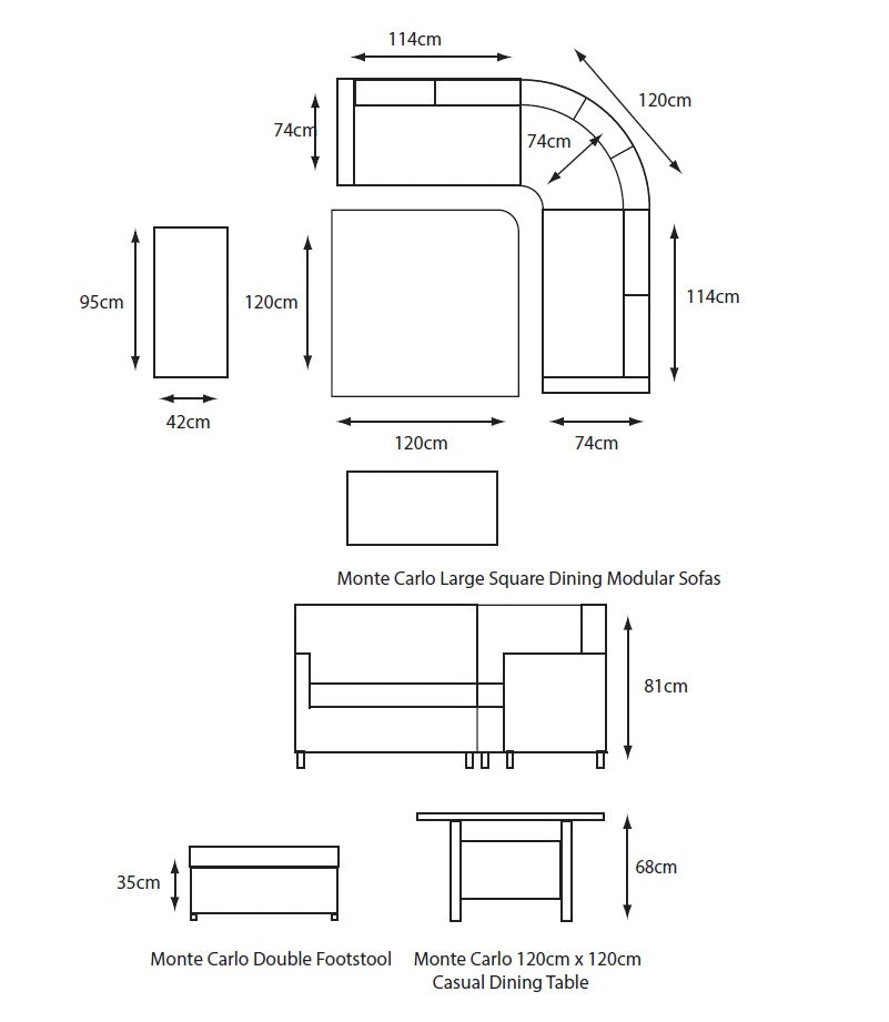 Monte Carlo Sand Large Square Dining Modular