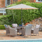 Monte Carlo Sand 6 Seat Dining Set with Weave Lazy Susan and 3.0m Parasol