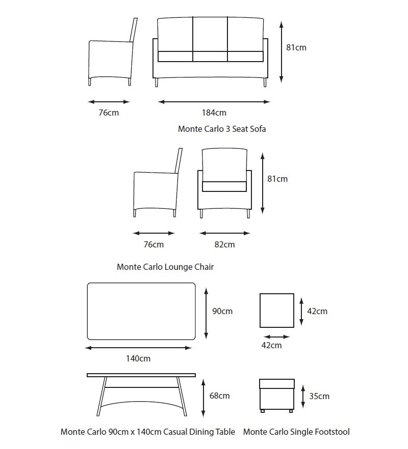 Monte Carlo Sand Lounge Dining Set