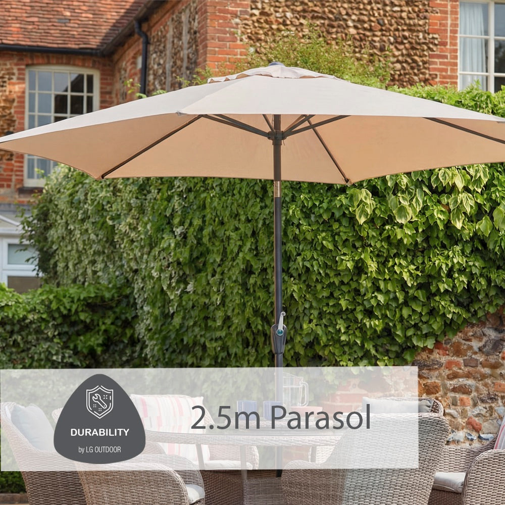Monte Carlo Sand 4 Seat Dining Set with 2.5m Parasol
