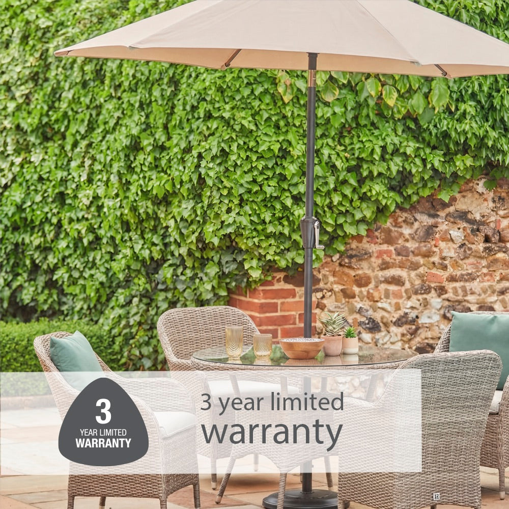 Monte Carlo Sand 4 Seat Dining Set with 2.5m Parasol