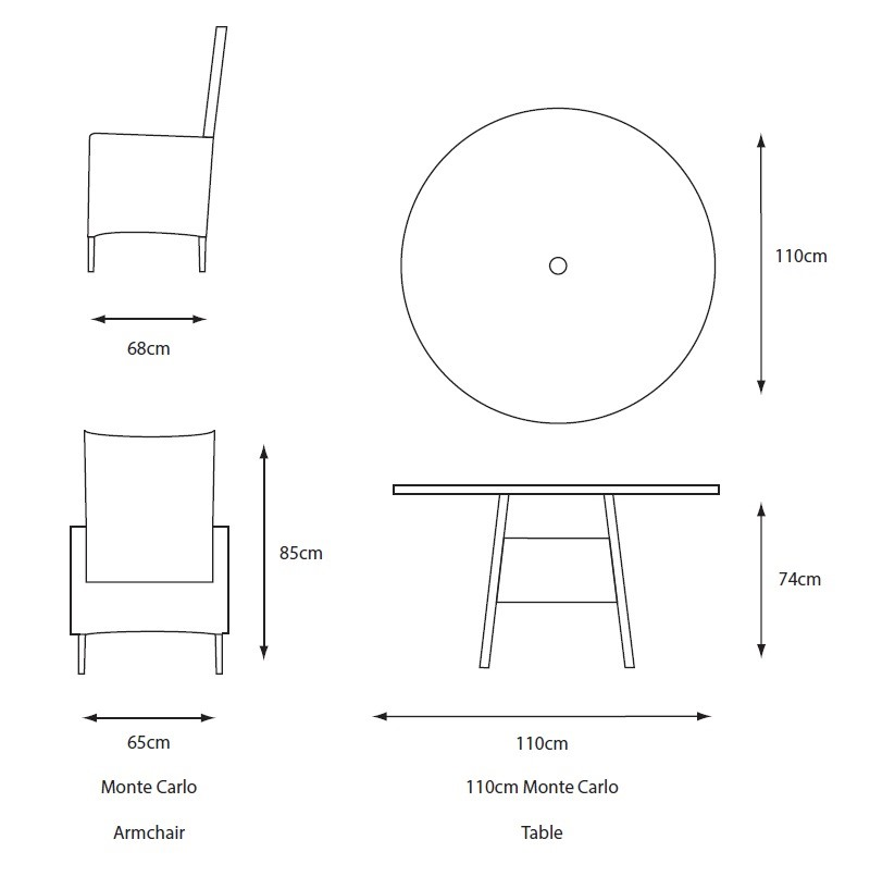 Monte Carlo Stone 4 Seat Dining Set with 2.5m Parasol