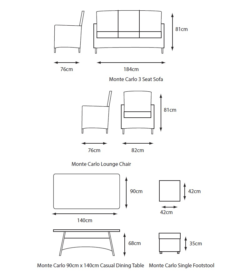 Monte Carlo Stone Lounge Dining Set