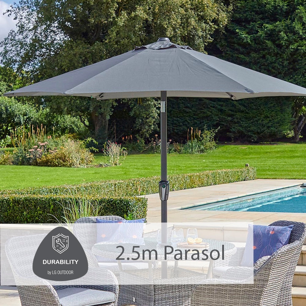 Monte Carlo Stone 4 Seat Dining Set with 2.5m Parasol