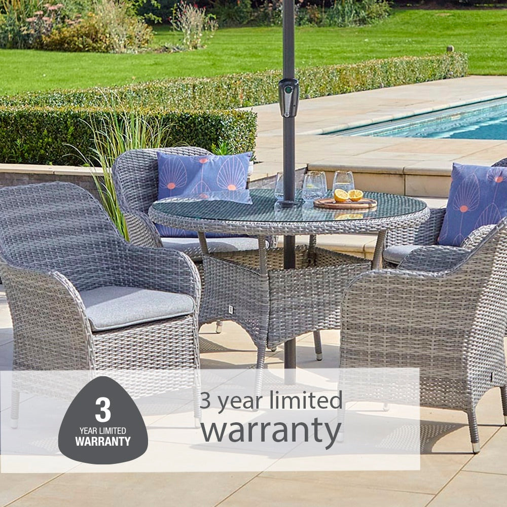 Monte Carlo Stone 4 Seat Dining Set with 2.5m Parasol