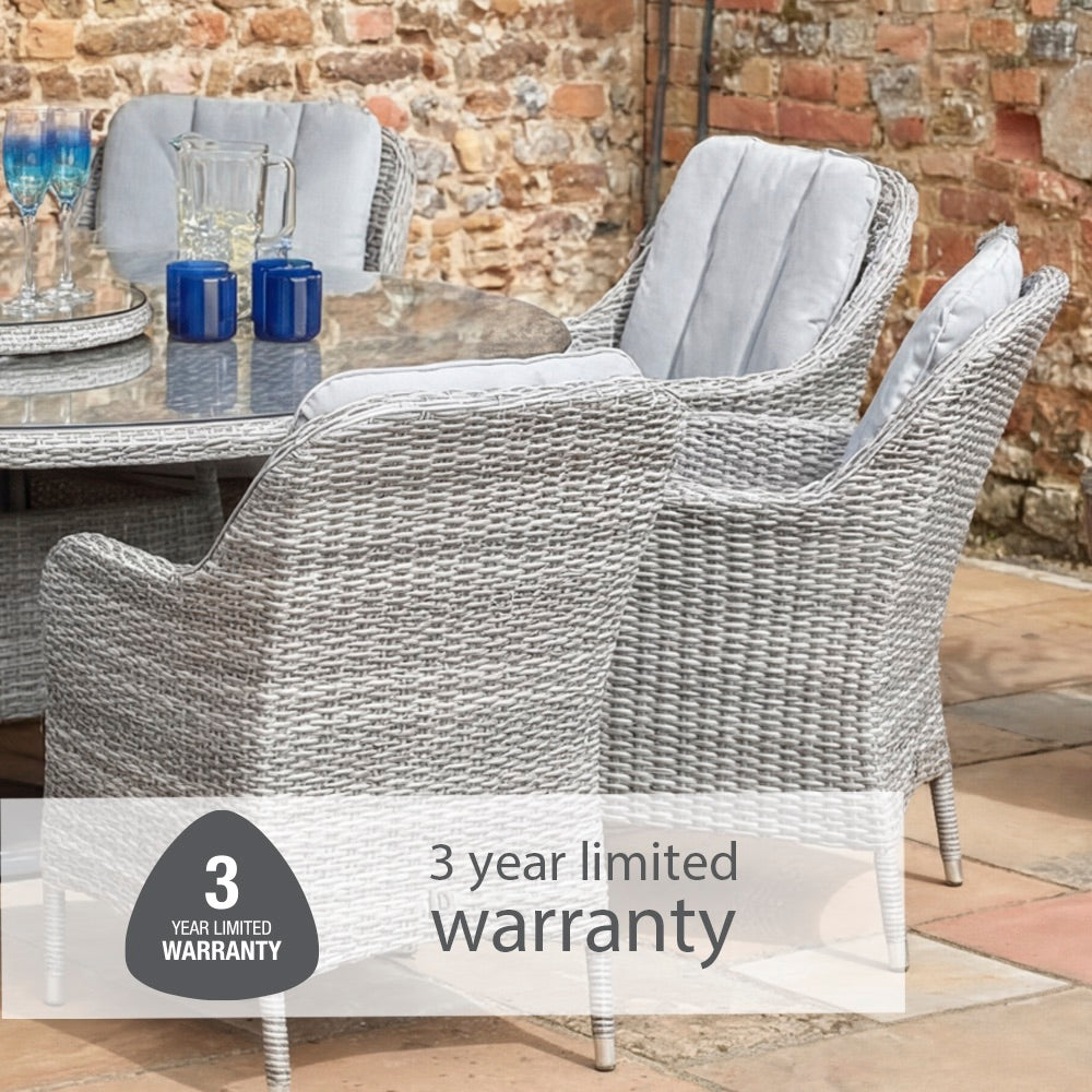 Monte Carlo Stone 6 Seat Dining Set with Weave Lazy Susan and 3.0m Parasol