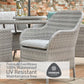 Monte Carlo Stone 8 Seat Dining Set with Weave Lazy Susan and 3.0m Parasol