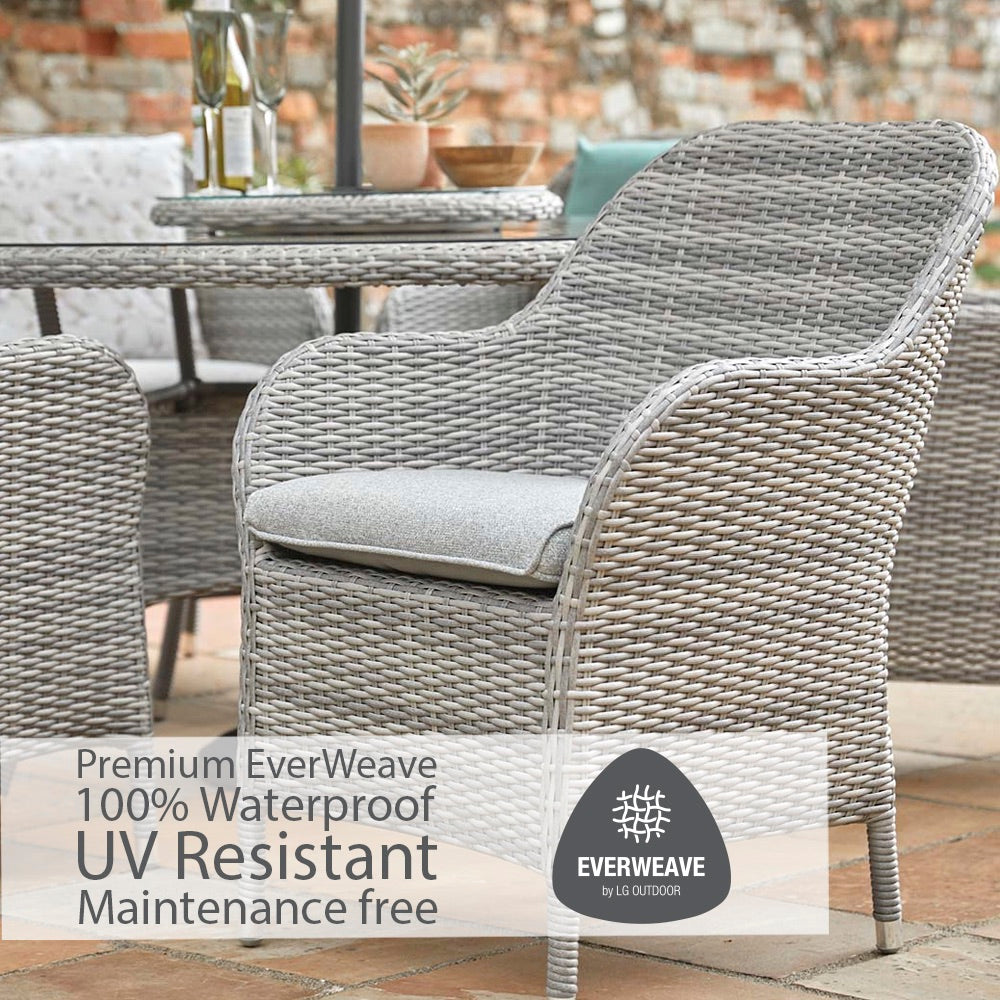 Monte Carlo Stone 8 Seat Dining Set with Weave Lazy Susan and 3.0m Parasol