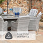 Monte Carlo Stone 8 Seat Dining Set with Weave Lazy Susan and 3.0m Parasol