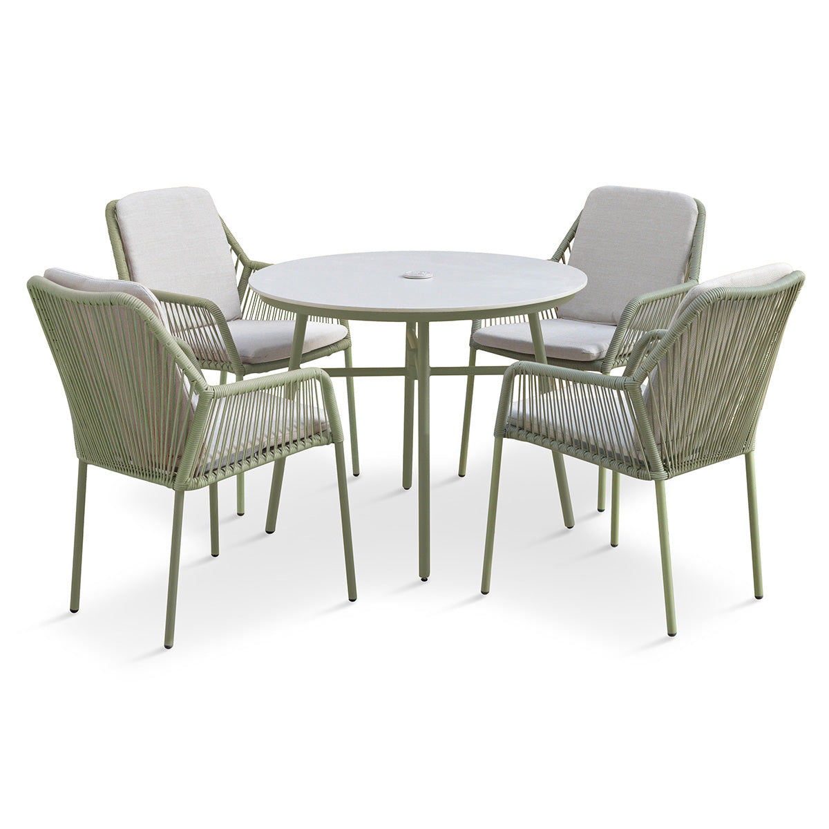Malibu Pistachio 4 Seat Round Dining Set