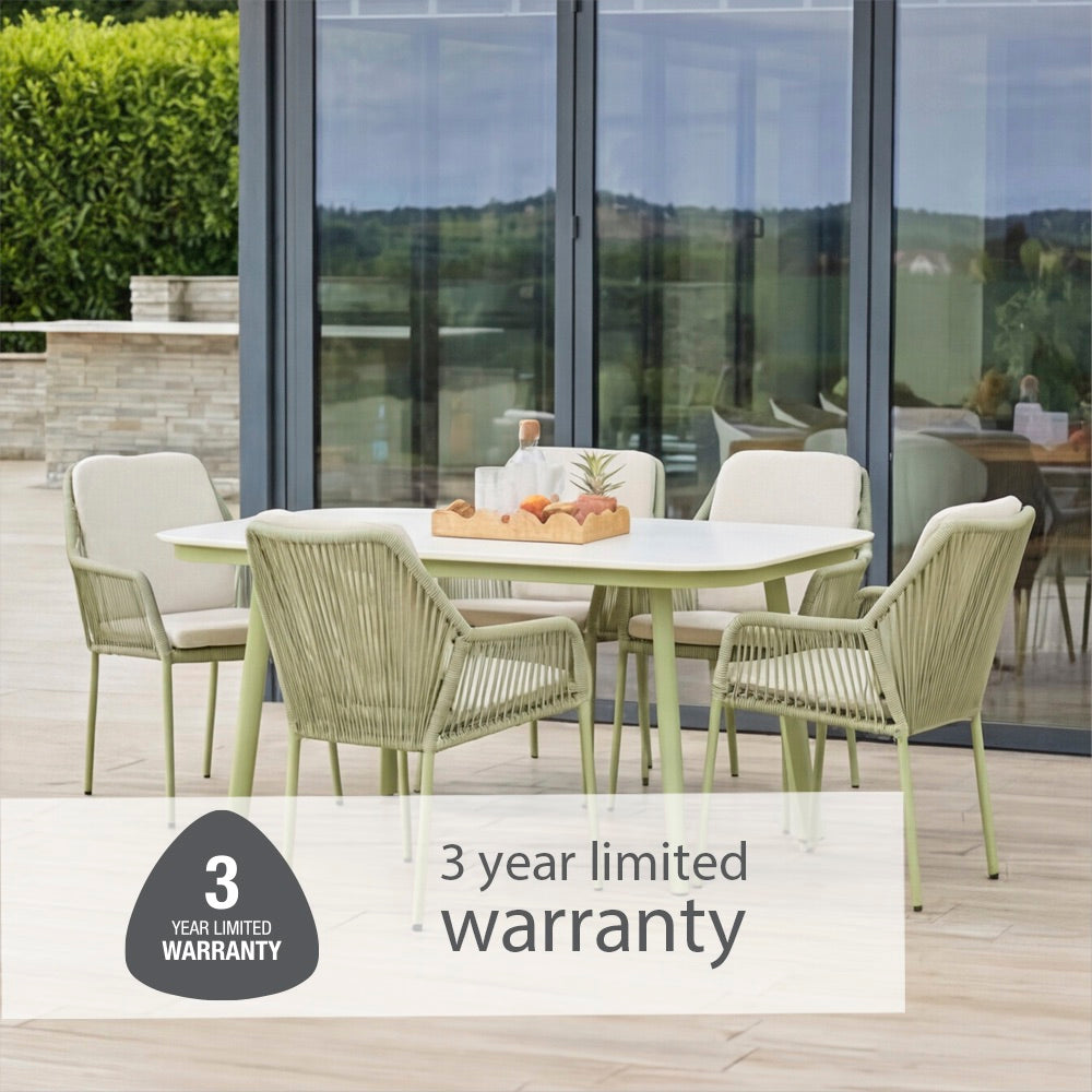 Malibu Pistachio 6 Seat Rectangular Dining Set