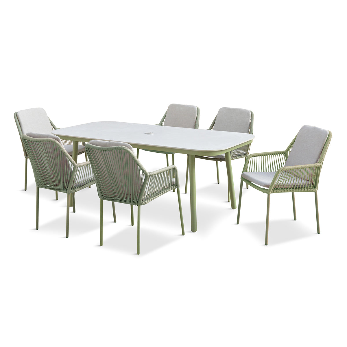 Malibu Pistachio 6 Seat Rectangular Dining Set
