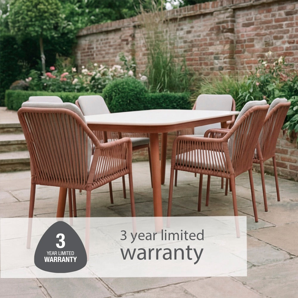 Malibu Terracotta 6 Seat Rectangular Dining Set