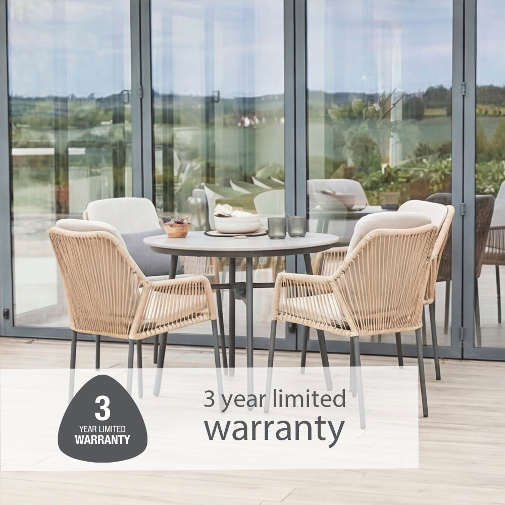 Malibu Wheat 4 Seat Round Dining Set