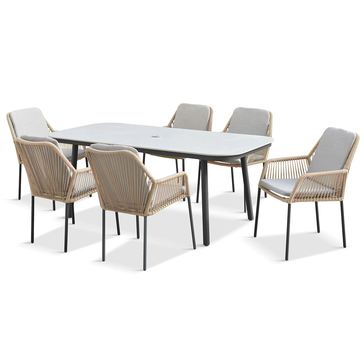 Malibu Wheat 6 Seat Rectangular Dining Set