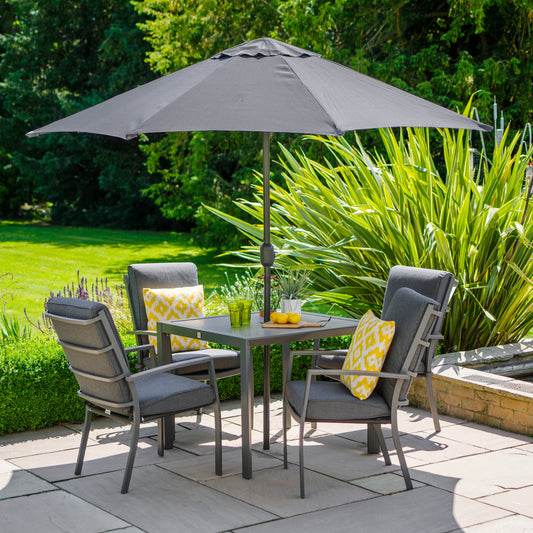 Milano 4 Seat Set with Highback Armchairs and 2.5m Parasol