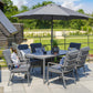 Milano 6 Seat Set with Highback Armchairs and 3.0m Parasol