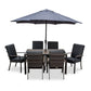 Milano 6 Seat Set with Highback Armchairs and 3.0m Parasol