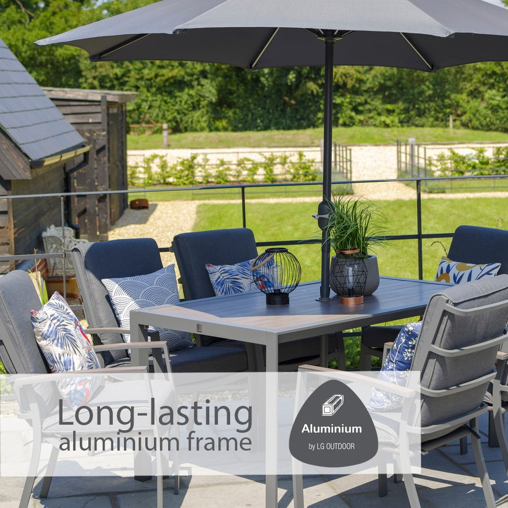 Milano 6 Seat Set with Highback Armchairs and 3.0m Parasol