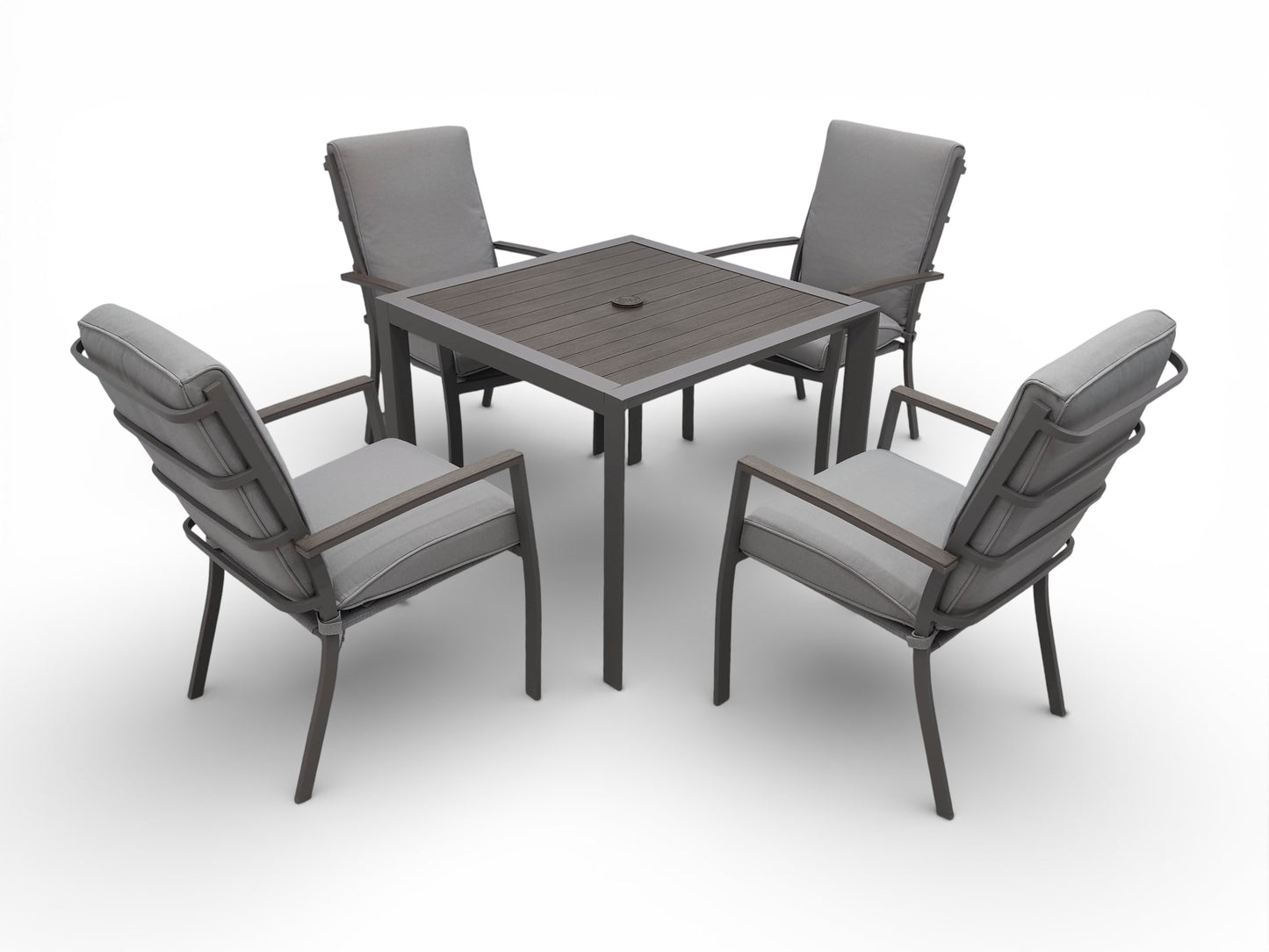 Milano Taupe 4 Seat Set with Highback Armchairs and 2.5m Parasol