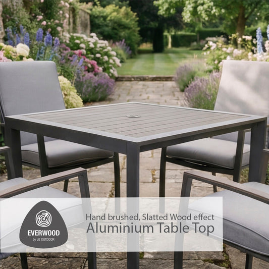 Milano Taupe 4 Seat Set with Highback Armchairs and 2.5m Parasol