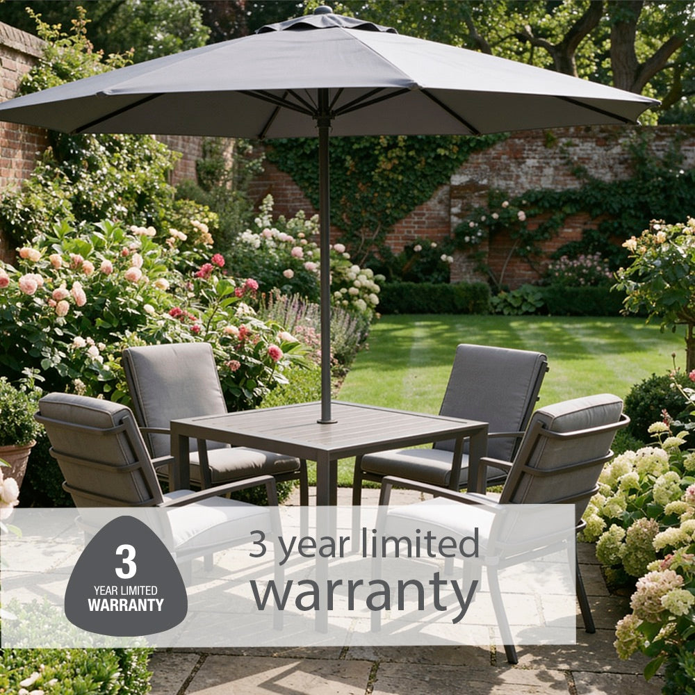 Milano Taupe 4 Seat Set with Highback Armchairs and 2.5m Parasol