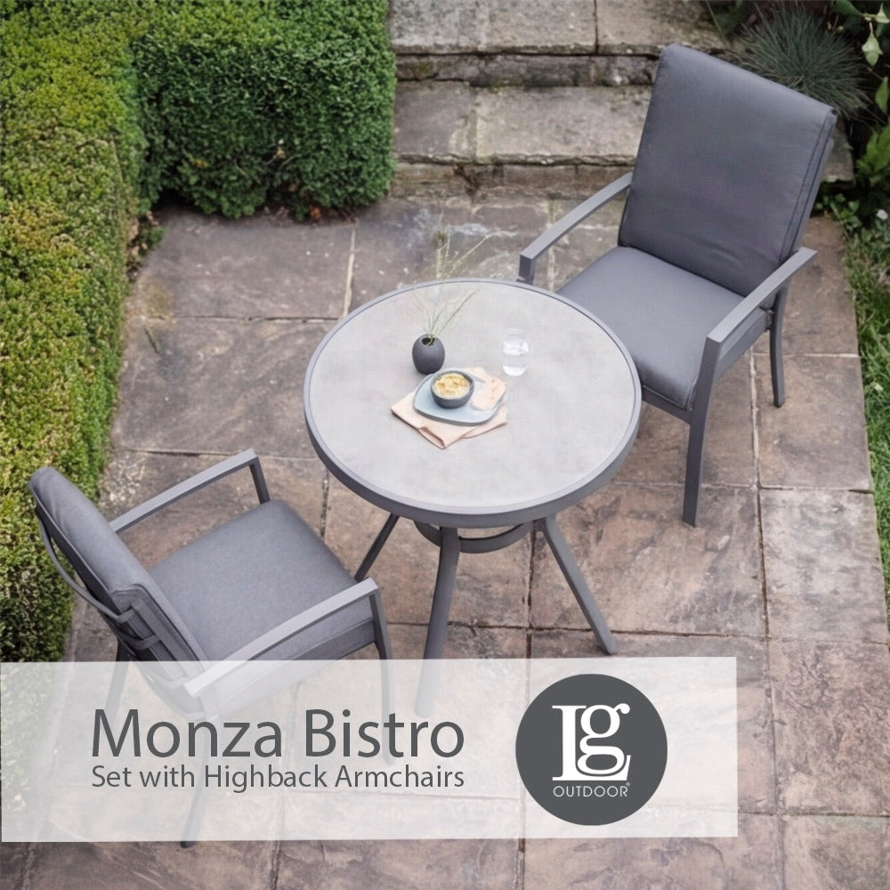 Monza Bistro Set with Highback Armchairs