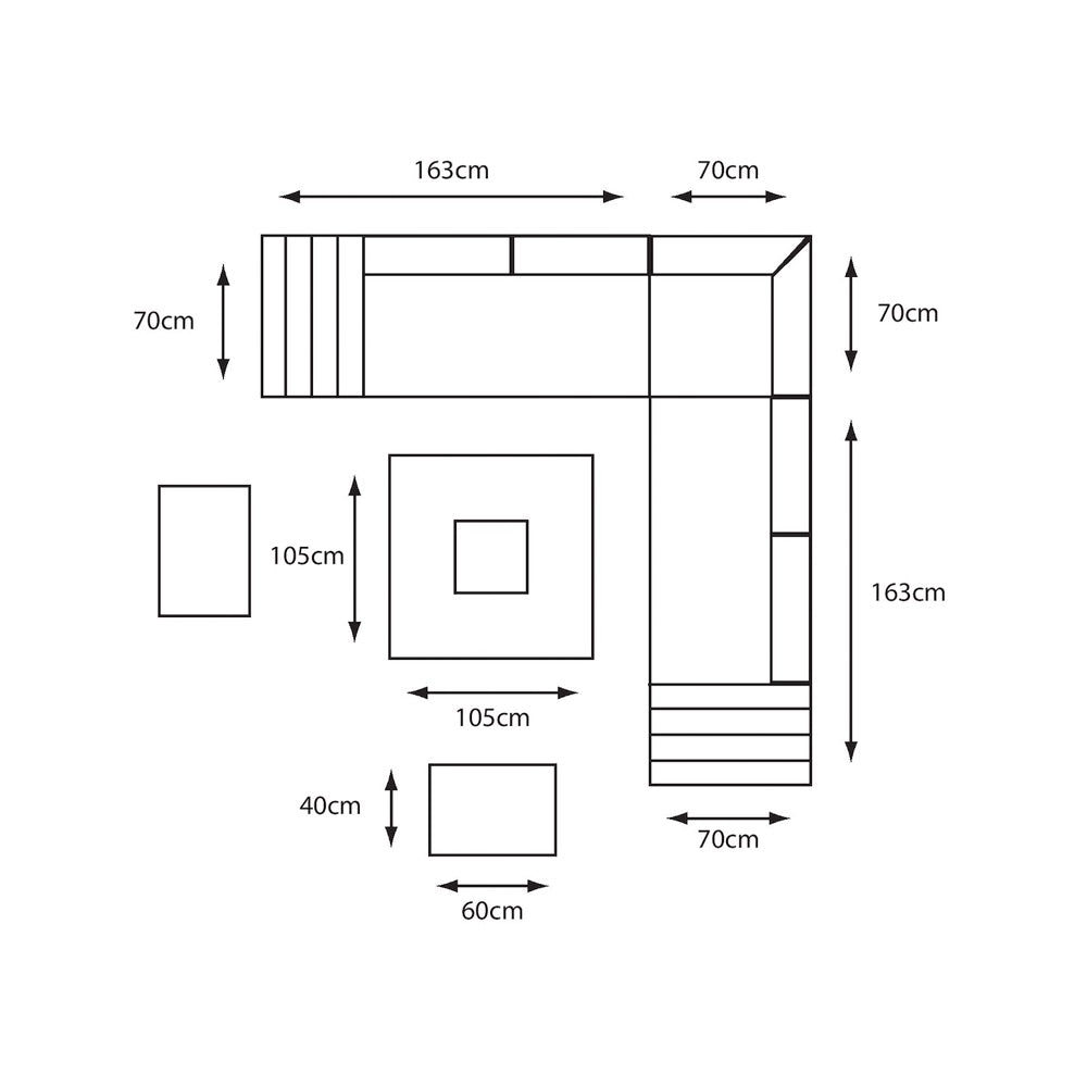 Monza Square Modular Dining Set with Adjustable Table
