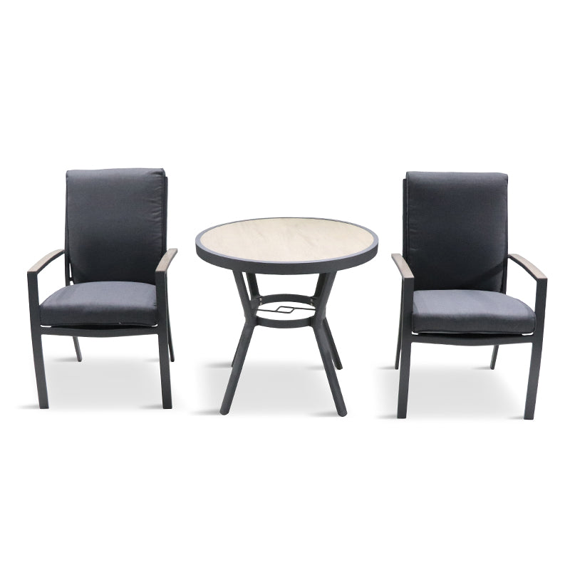 Monza Bistro Set with Highback Armchairs