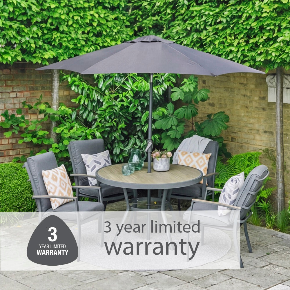 Monza 4 Seat Set with Highback Armchairs and 2.5m Parasol