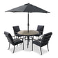 Monza 4 Seat Set with Highback Armchairs and 2.5m Parasol