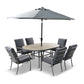 Monza 6 Seat Set with Highback Armchairs and 3.0m Parasol