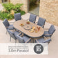 Monza 8 Seat Set with Lazy Susan, Highback Armchairs and 2.0 x 3.0m Parasol