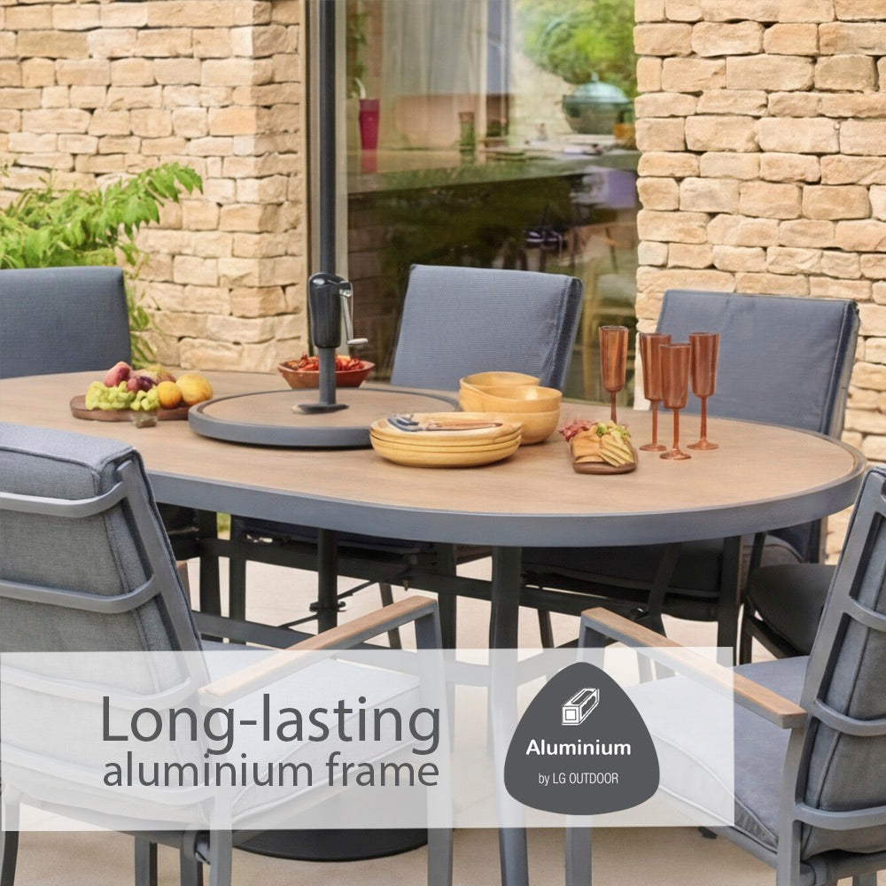 Monza 8 Seat Set with Lazy Susan, Highback Armchairs and 2.0 x 3.0m Parasol