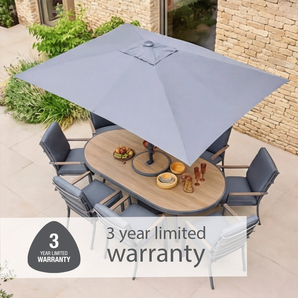 Monza 8 Seat Set with Lazy Susan, Highback Armchairs and 2.0 x 3.0m Parasol