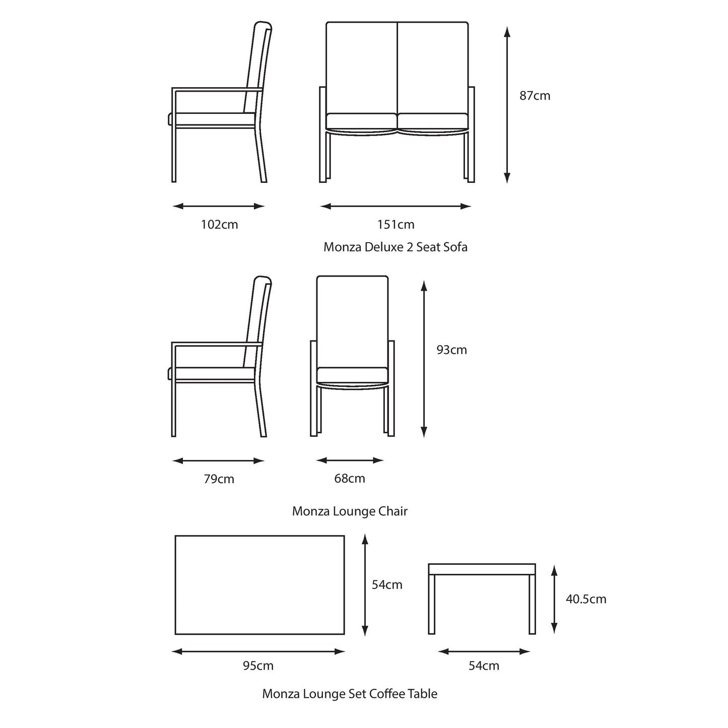 Monza Lounge Set with High Coffee Table