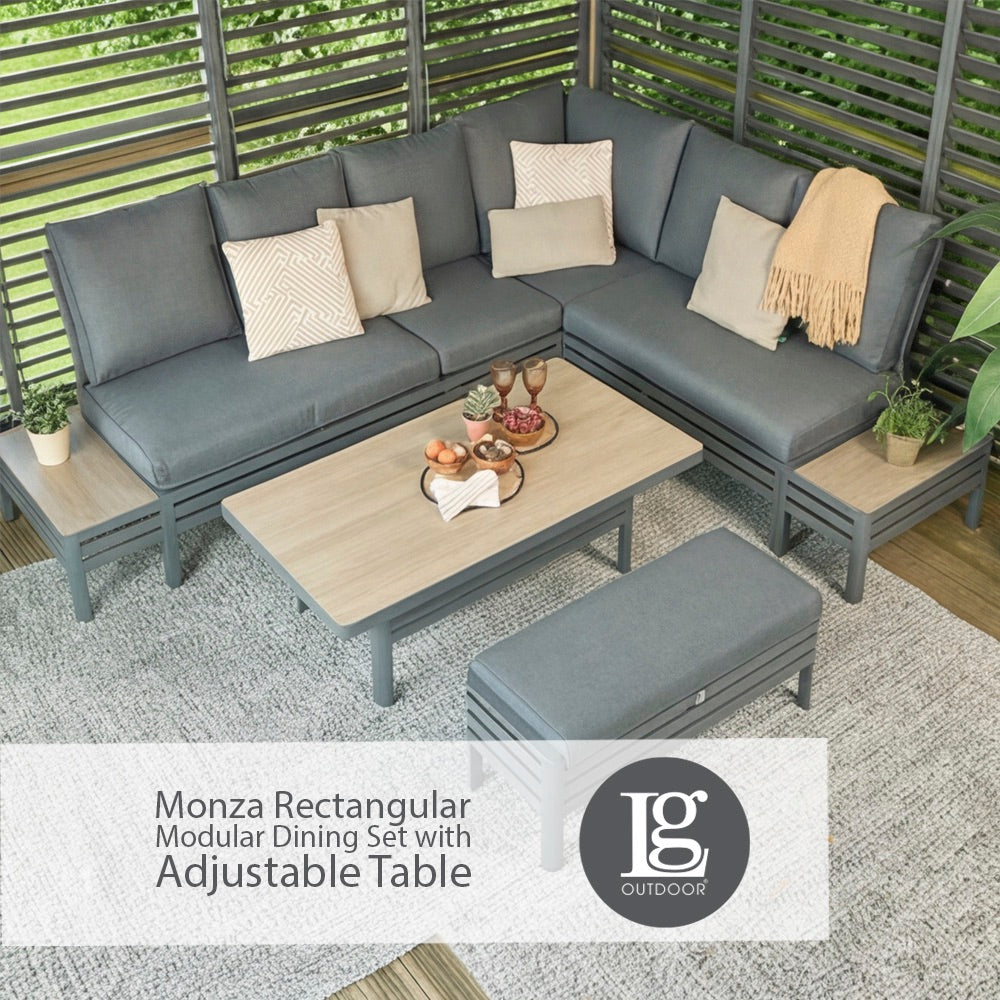 Monza Rectangular Modular Dining Set with Adjustable Table
