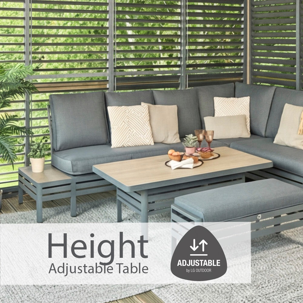 Monza Rectangular Modular Dining Set with Adjustable Table