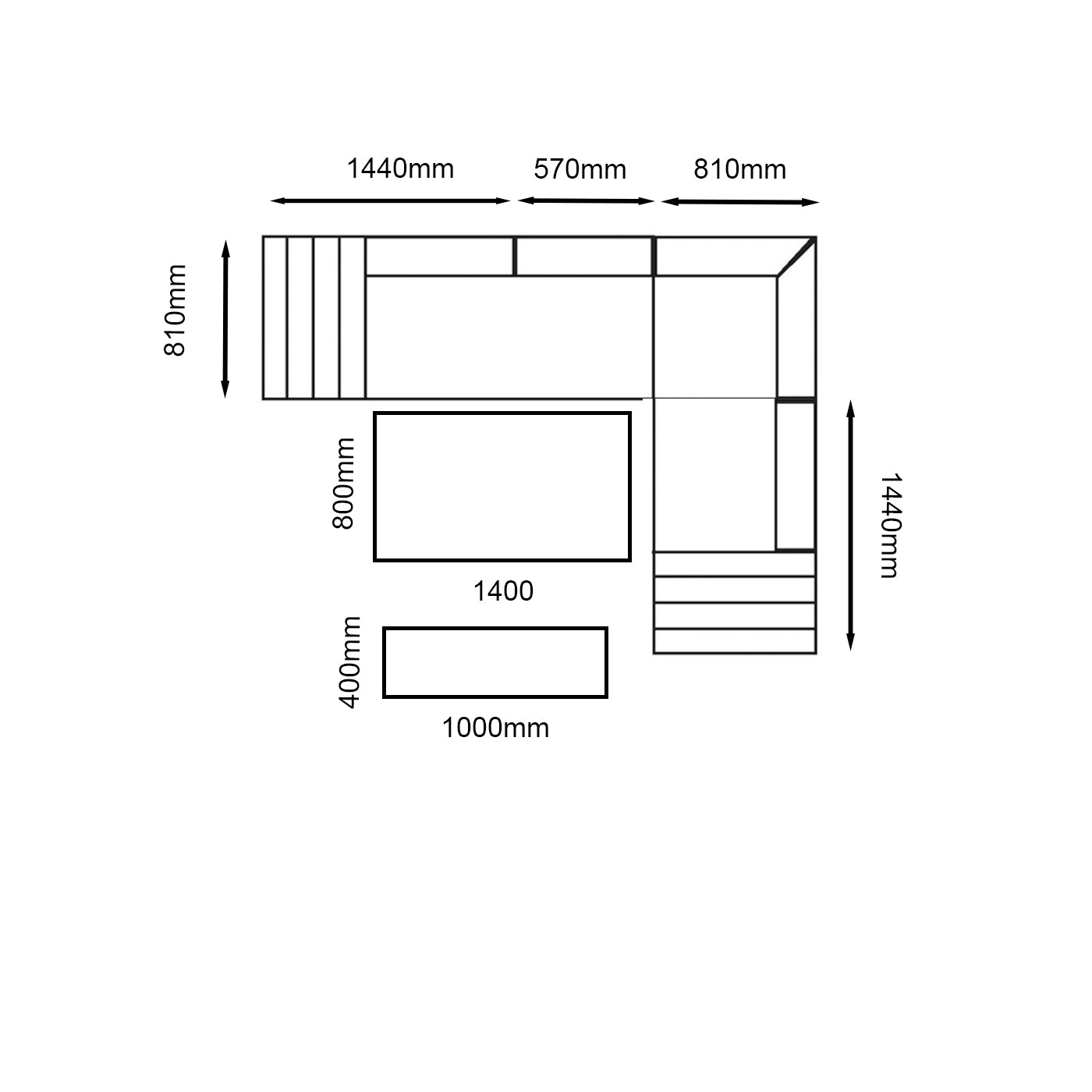 Monza Rectangular Modular Dining Set with Adjustable Table