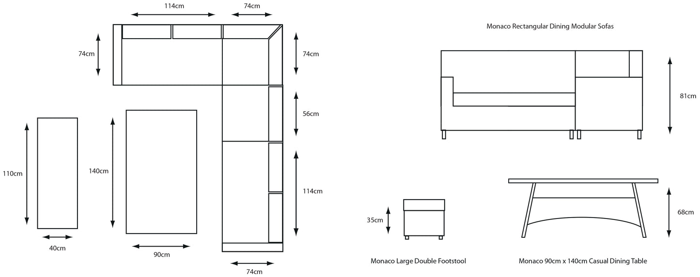 Monaco Stone Rectangular Modular Set