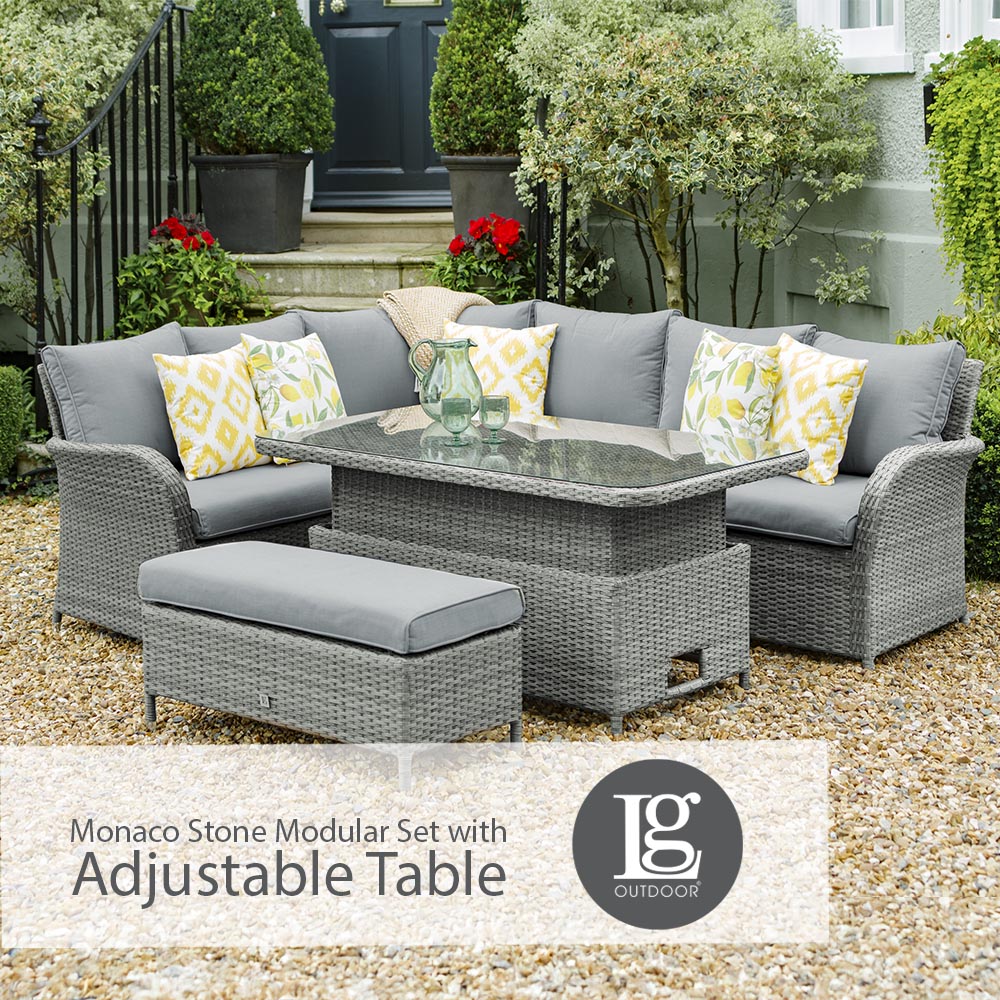 Monaco Stone Rectangular Dining Modular With Adjustable Table