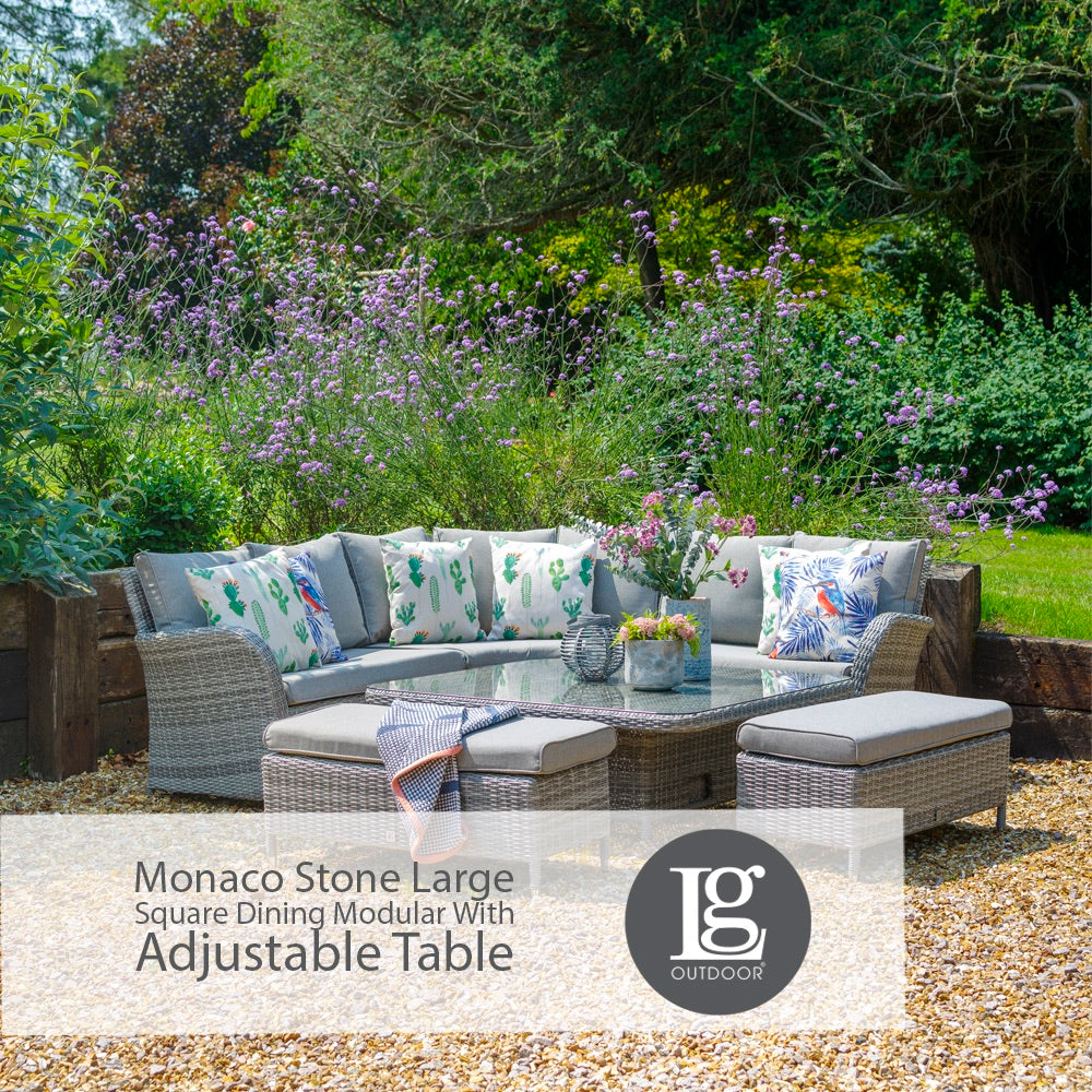 Monaco Stone Large Square Dining Modular With Adjustable Table