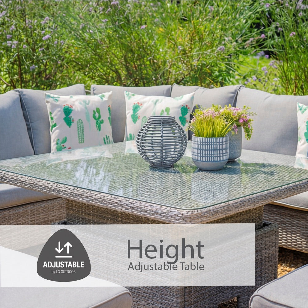 Monaco Stone Large Square Dining Modular With Adjustable Table