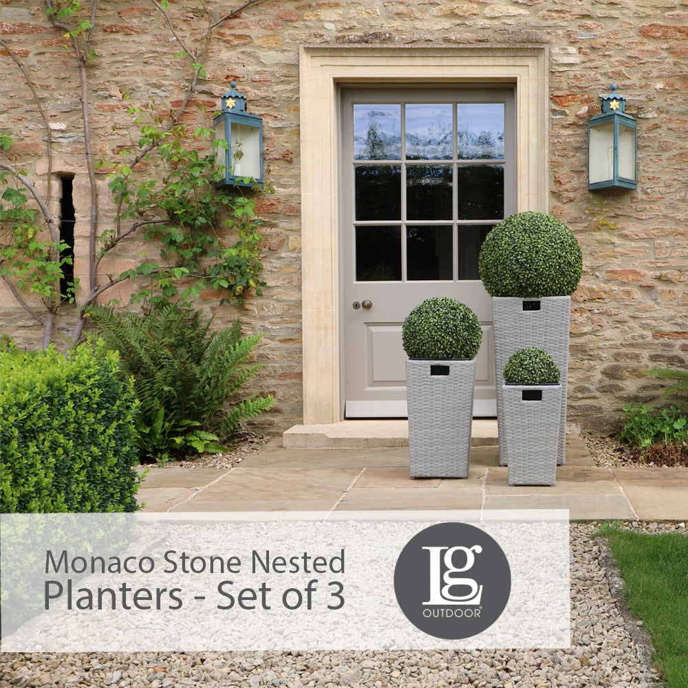 Monaco Stone Nested Planters - Set Of 3