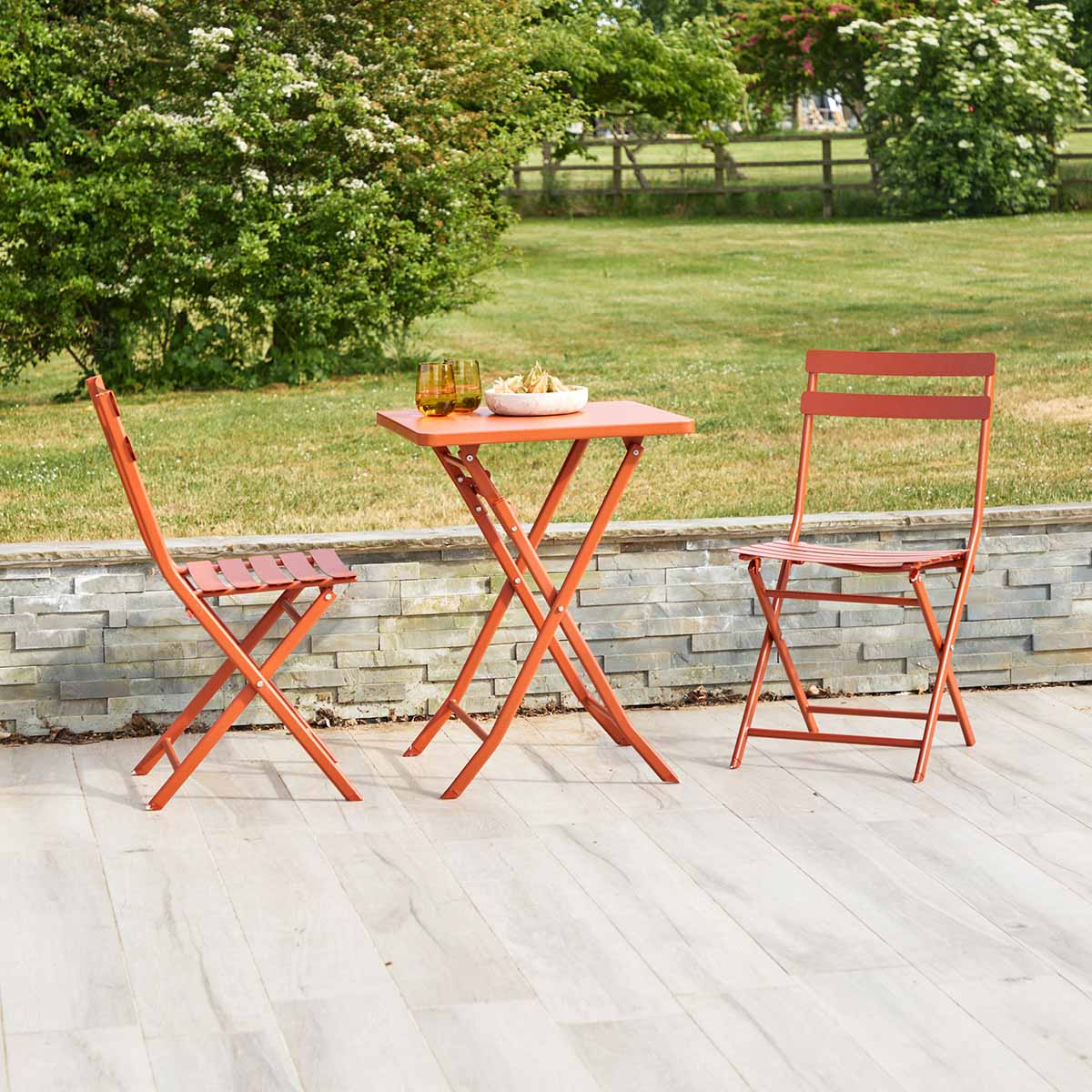 Napa Terracotta Folding Square Bistro Set