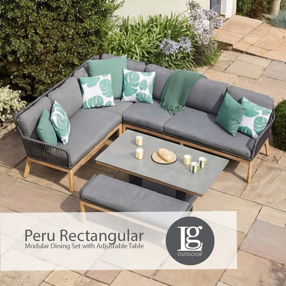 Peru Rectangular Modular Dining Set with Adjustable Table