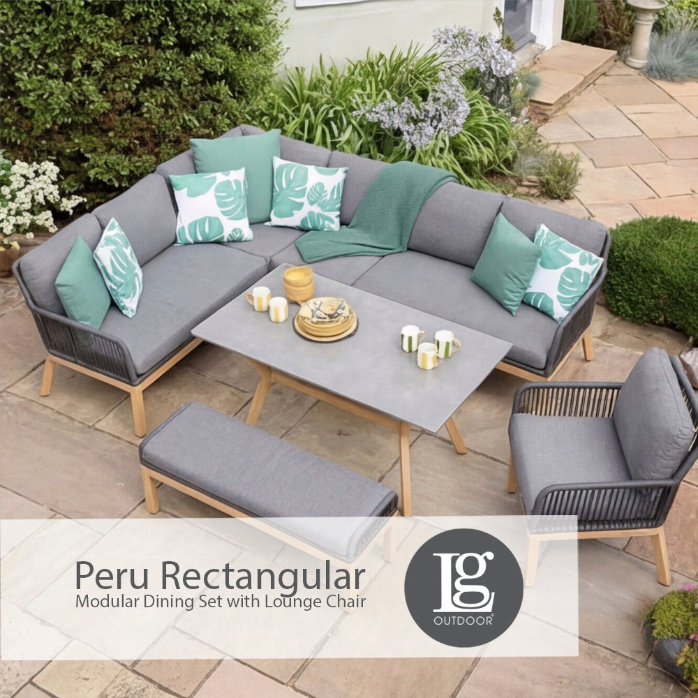 Peru Rectangular Modular Dining Set with Lounge Chair
