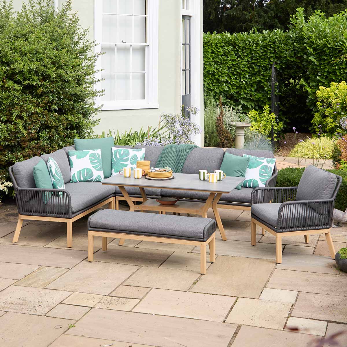 Peru Rectangular Modular Dining Set with Lounge Chair