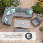 Peru Rectangular Modular Dining Set with Adjustable Table and Lounge Chair
